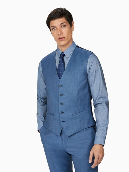 Ted Baker Light Blue Pick And Pick Slim Fit Waistcoat (T84132) | € 203