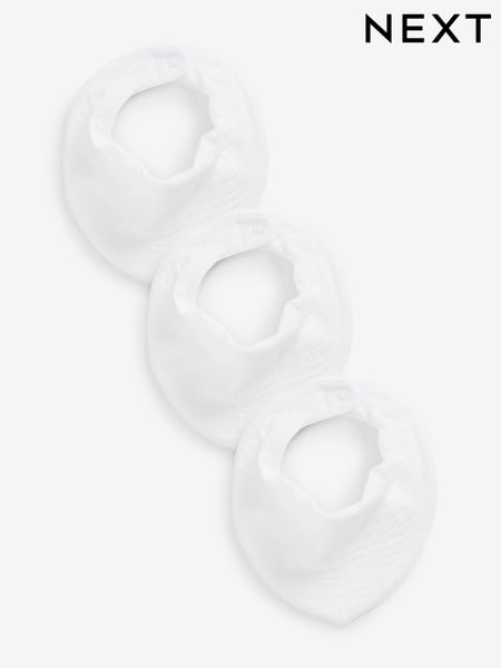 White Muslin Baby Dribble Bibs 3 Pack (T84899) | € 9