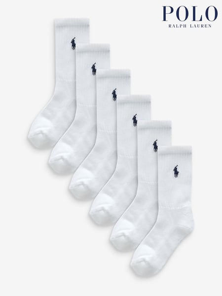 Polo Ralph Lauren White Boys Logo 100% Cotton Socks 6 Pack (T92233) | € 19 - € 34