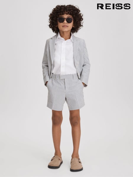 Reiss Soft Blue Barr 3-9 yrs Single Breasted Seersucker Blazer (T94122) | € 153