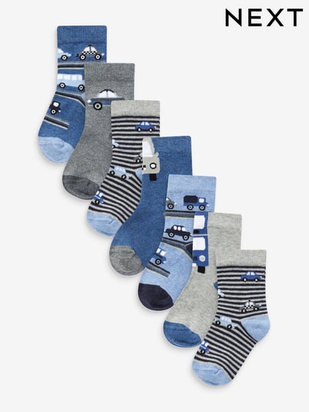 Blue Stripes/Transport Cotton Rich Socks 7 Pack (T94267) | € 13 - € 16