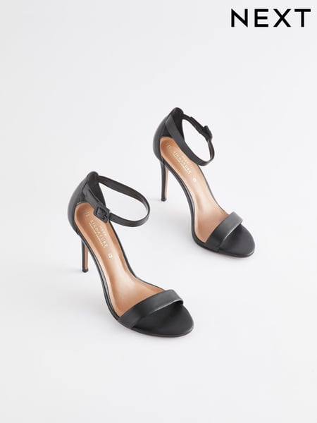 Black Signature Leather High Heel Sandals (T98797) | € 15