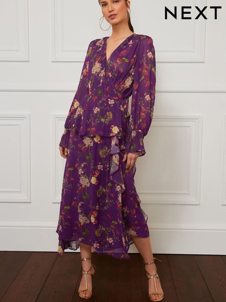 Preen Purple Floral Stripe Wrap Midi Dress (TJA404) | € 26