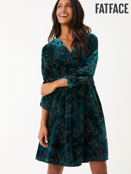 FatFace Green Claudia Devore Dress (TNY762) | € 64