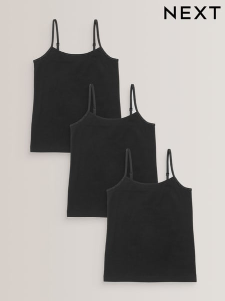 Black 3 Pack Elastic Strappy Cami Vest (1.5-16yrs) (U01766) | € 5 - € 8