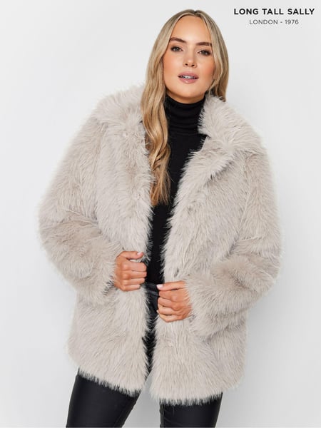Long Tall Sally Natural Long Faux Fur Coats (U06019) | € 125