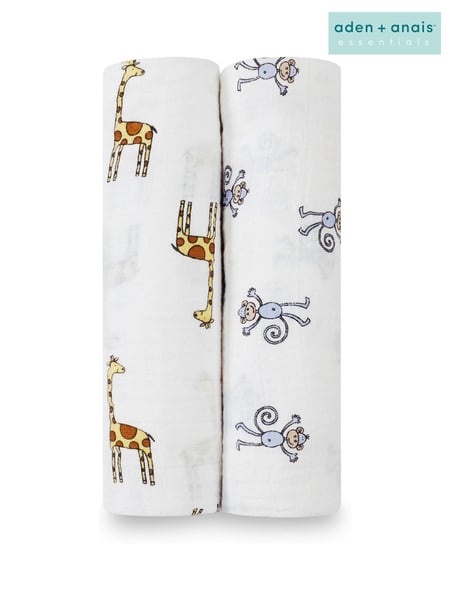aden + anais White Large Muslin Jungle Jam 100% Cotton Blankets 2 Pack (U08895) | € 48