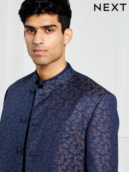Blue Slim Nehru Collar Suit Jacket (U09072) | € 29