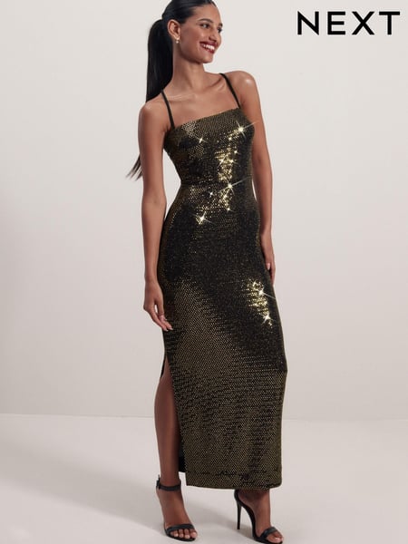 Gold Sequin Midi Dress (U10328) | € 14