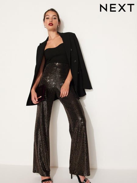 Gold Sequin Wide Leg Trousers (U10409) | € 11