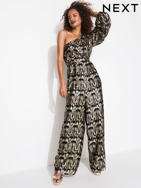 Gold Metallic One Shoulder Jumpsuit (U10415) | € 24