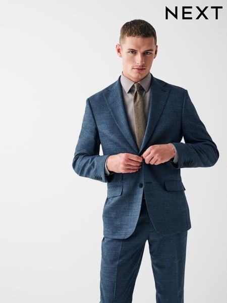 Blue Regular Fit Wool Blend Textured Suit: Jacket (U11123) | € 32