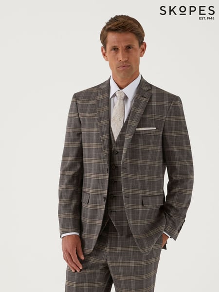 Skopes Brown Tailored Fit Ackley Check Suit (U11444) | € 86