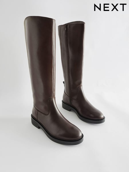 Schokoladenbraun - Forever Comfort® Leather Rider Knee High Boots (U12122) | 125 €