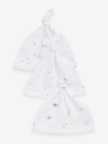 White Bright Rainbow Print Baby Tie Top Hats 3 Pack (0-12mths) (U13956) | € 4