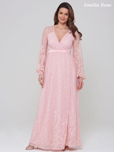Amelia Rose Pink Wrap Front Lace Maxi Dress (U13973) | € 67