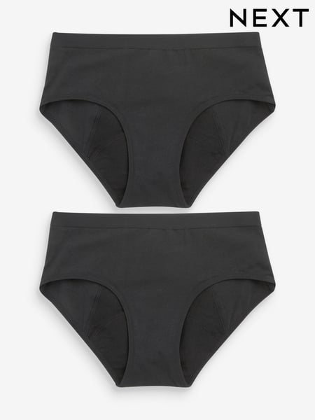 Black Briefs 2 Pack Teen Heavy Flow Period Pants (7-16yrs) (U16206) | € 27 - € 31