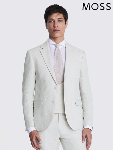 MOSS Natural Slim Fit Puppytooth Linen Suit Jacket (U16347) | € 279