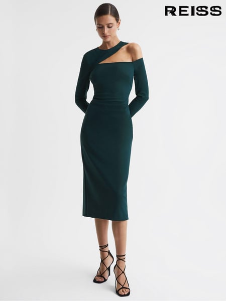 Reiss Teal Tiffany Bodycon Off-The-Shoulder Midi Dress (U16458) | € 621