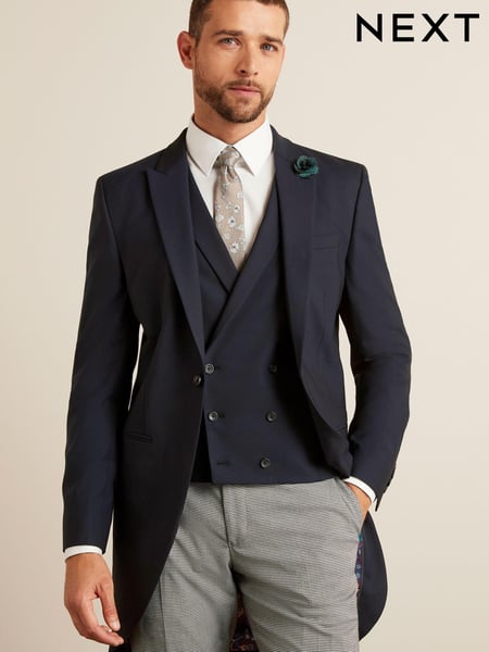 Blue Slim Slim Fit Morning Wool Suit Jacket (U17302) | € 71
