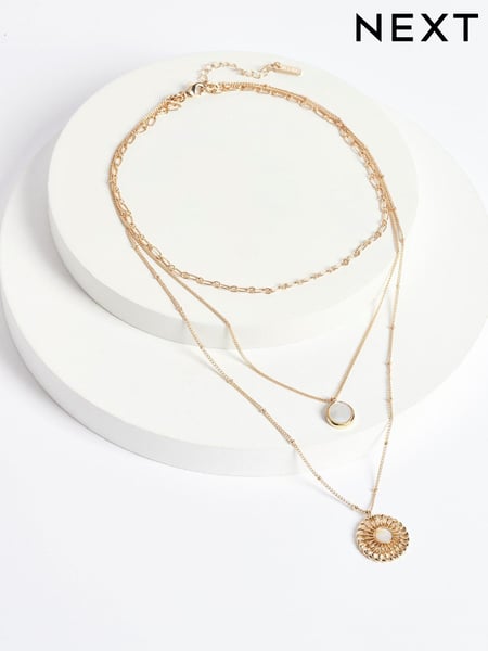 Goldfarben - Floral 3 Row Necklace (U18750) | 17 €