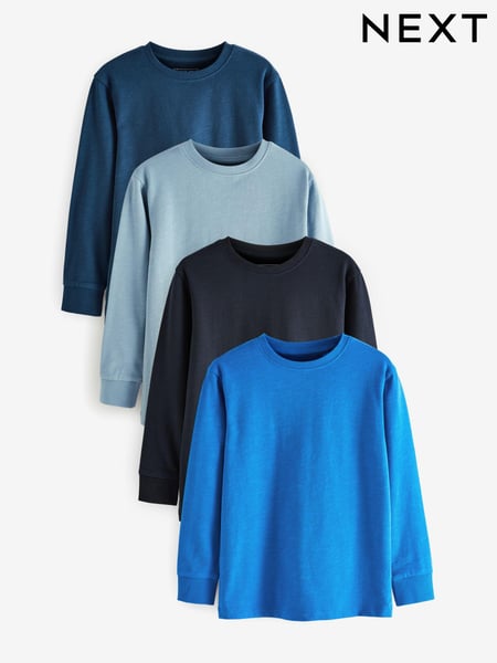 Blue Long Sleeve Cosy T-Shirts 4 Pack (3-16yrs) (U20492) | € 28 - € 37