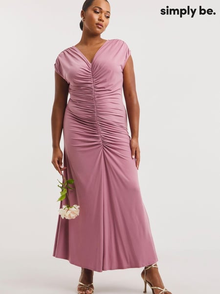 Simply Be Pink Ruched Front Bridesmaids Maxi Dress (U26108) | € 20
