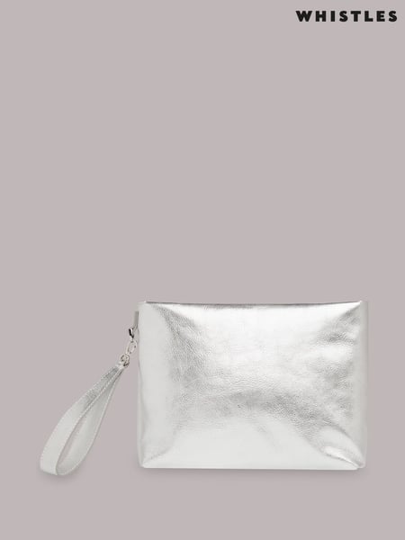 Whistles Silver Zip Top Avah Clutch (U32508) | € 139
