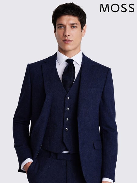 MOSS Blue Slim Fit Donegal Suit Jacket (U34152) | € 248