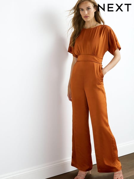 Orange Satin Wide Leg Jumpsuit (U41113) | € 23