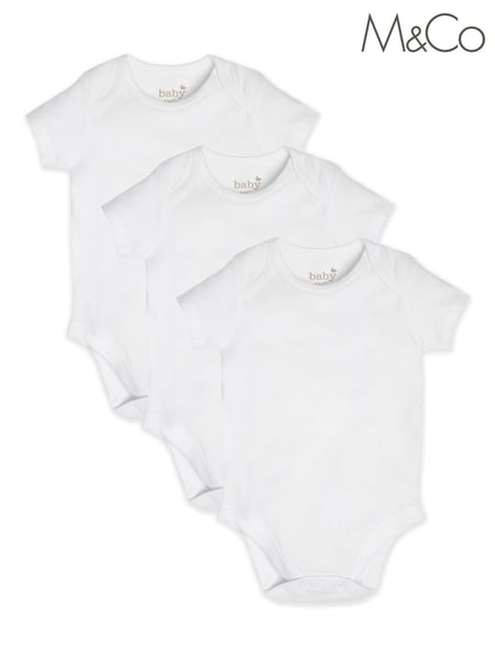 M&Co White Short Sleeve Bodysuits Three Pack (U41830) | € 4