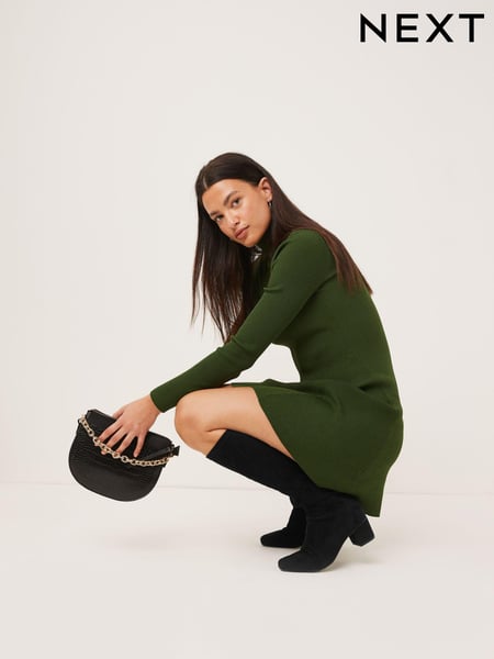 Black Forever Comfort Sock Block Heel Knee High Boots (U41838) | € 38