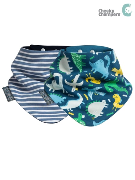 Cheeky Chompers Dino & Stripes Dribble 100% Cotton Baby Bibs 2 Pack (U49447) | € 20