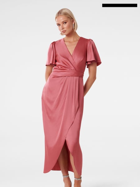 Forever New Pink Forever New Estelle Flutter Sleeve Midi Dress (U52573) | € 34