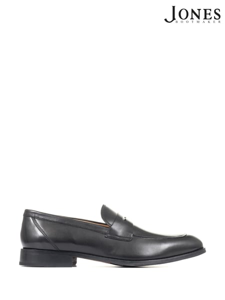 Jones Bootmaker Black Chrome Leather Penny Loafers (U62834) | € 172