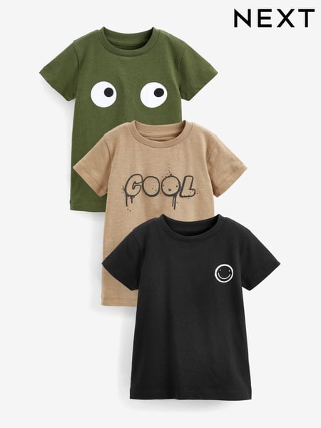 Cool Black/Green Short Sleeve Character T-Shirts 3 Pack (3mths-7yrs) (U66674) | € 9 - € 11