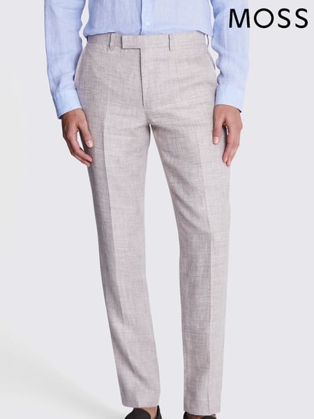 MOSS Oatmeal Nude Tailored 100% Linen Trousers (U67884) | € 187