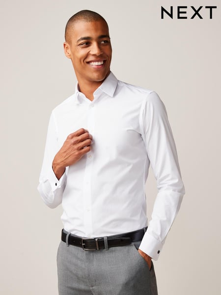 White Slim Fit Easy Care Double Cuff Smart Shirt (U68616) | € 30