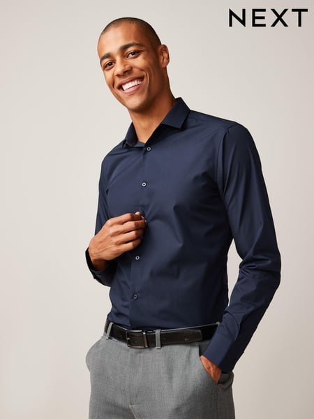Blue Navy Slim Fit Easy Care Single Cuff Smart Shirt (U68617) | € 33