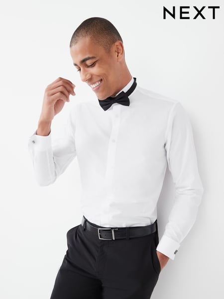 White Slim Fit Easy Care Double Cuff Wing Collar Smart Shirt (U68619) | € 30