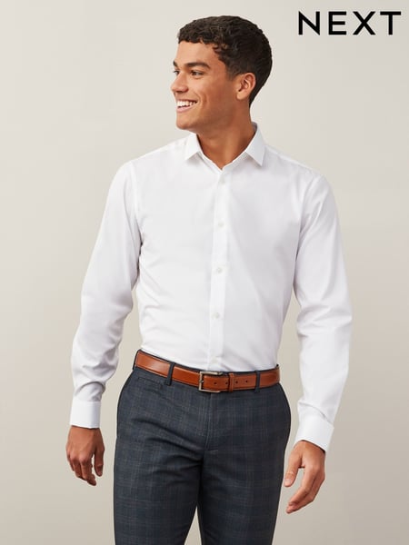White Regular Fit Easy Care Double Cuff Smart Shirt (U68620) | € 30