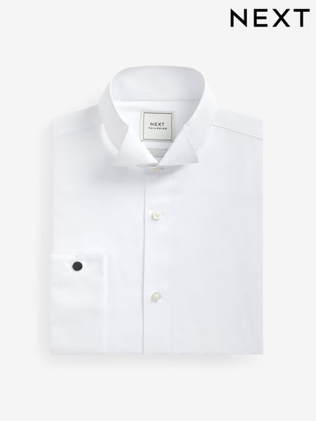 White Regular Fit Easy Care Double Cuff Wing Collar Smart Shirt (U68623) | € 30