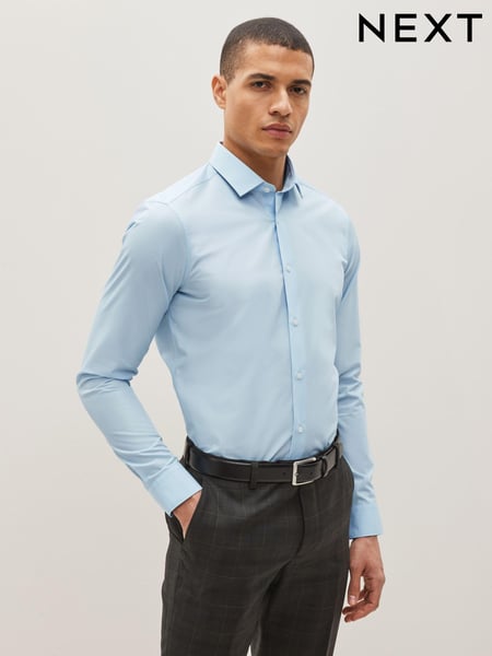 Light Blue Skinny Fit Easy Care Single Cuff Smart Shirt (U68626) | € 33