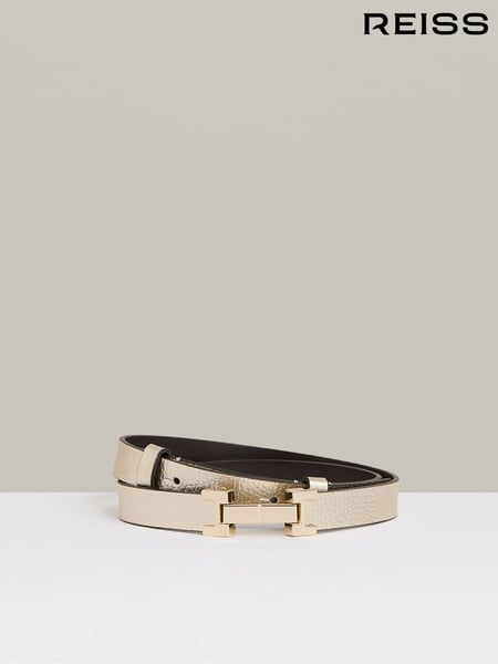 Reiss Gold Hayley Leather Square Hinge Belt (U70225) | € 106