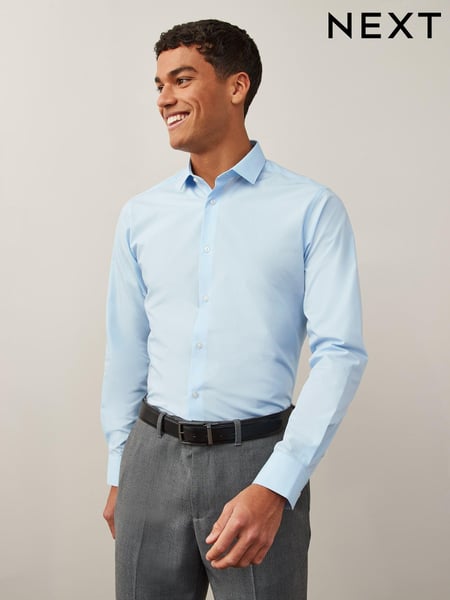 Light Blue Slim Fit Easy Care Single Cuff Smart Shirt (U71043) | € 33