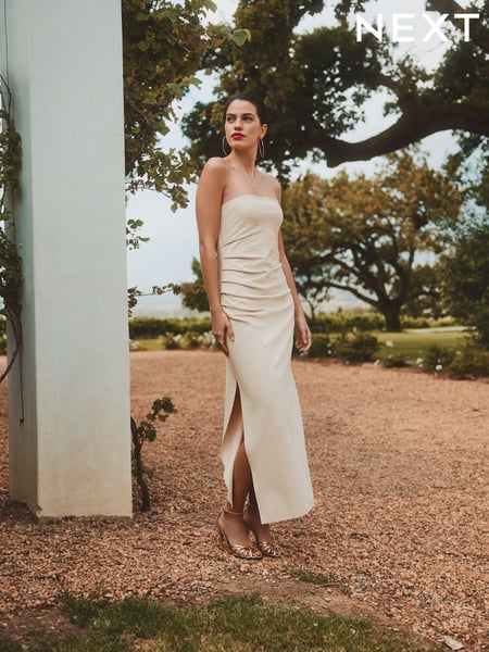 Neutral Textured Bandeau Midi Dress (U71963) | € 10