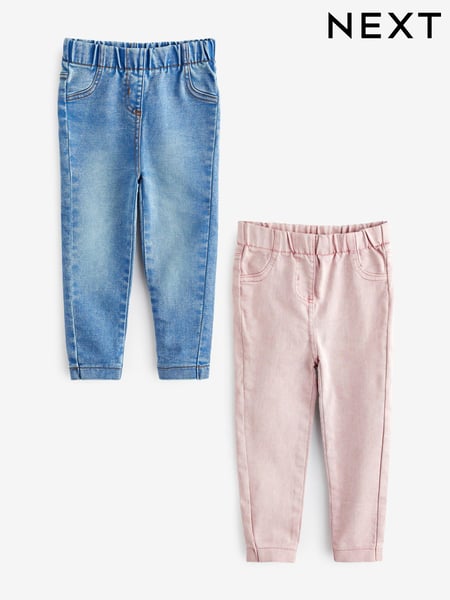 Pink/Blue 2 Pack Elasticated Waist Jeggings (3mths-7yrs) (U72226) | € 24 - € 30
