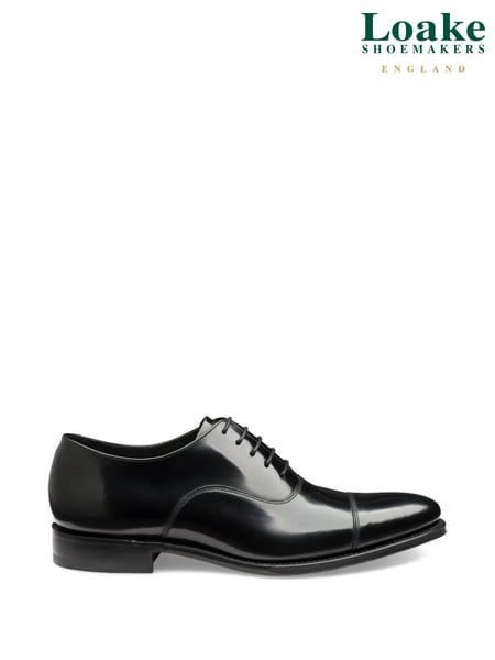 Loake Smith Black Polished Oxford Toe Cap Shoes (U72715) | € 351