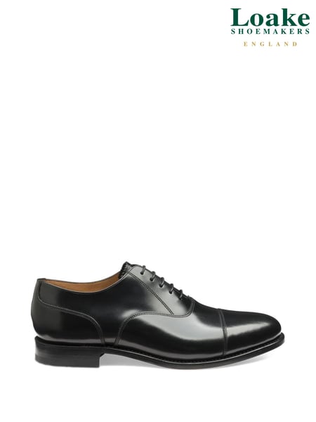 Loake Black Polished Leather Plain Toe Cap Oxford Shoes (U72731) | € 289