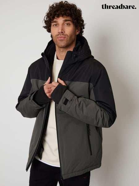 Threadbare Black/Khaki Green Showerproof Microfleece Lined Hooded Two-Tone Ski Jacket (U72935) | € 70